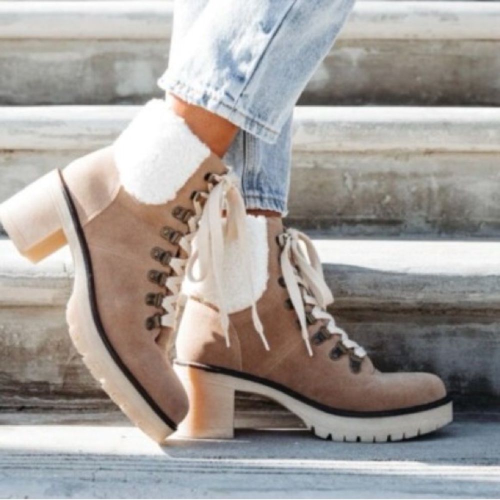 VICI Conquest Heeled Shearling Lace Up Boot